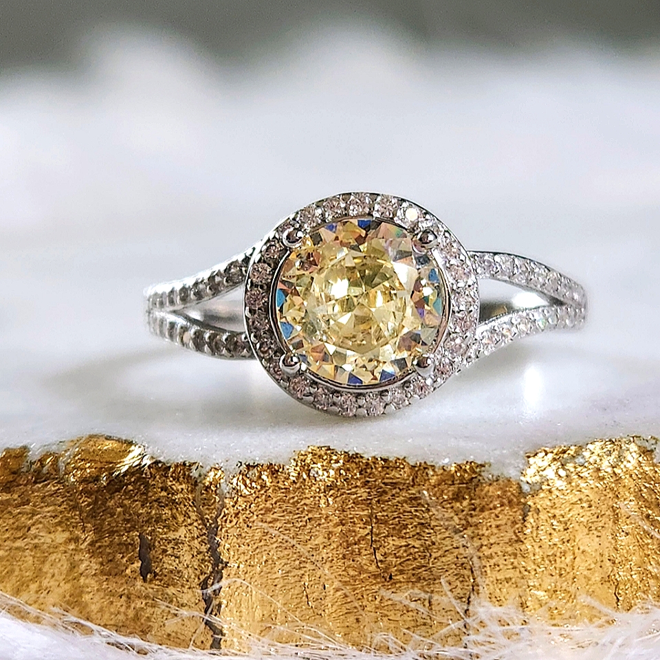 Nwt Ryze Lemon Ice Cubic Zirconia .925 Sterling Silver Ring - Size 8.75